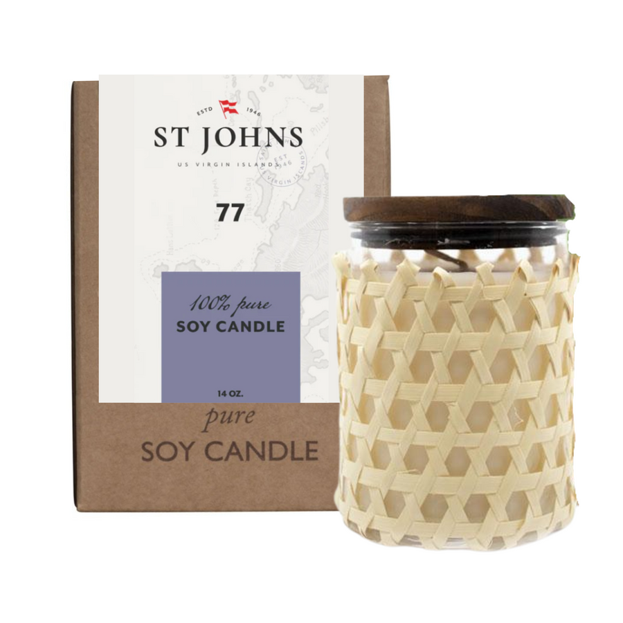 St Johns 77 Soy Candle with warm, modern fragrance notes.